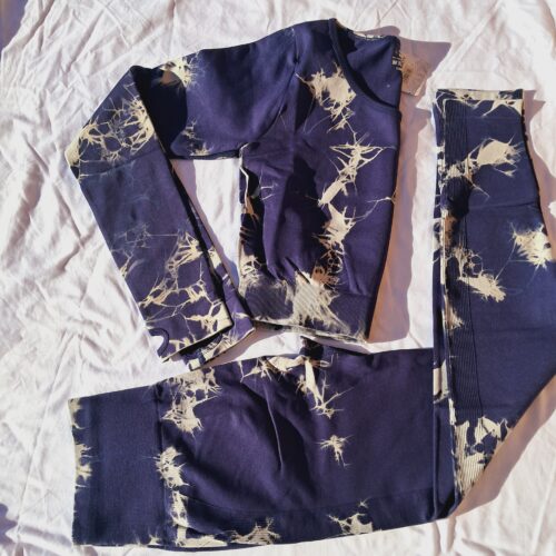 CONJUNTO MANGAS LARGAS AZUL CON BLANCO TALLE L  A227E ZETA BEAUTY