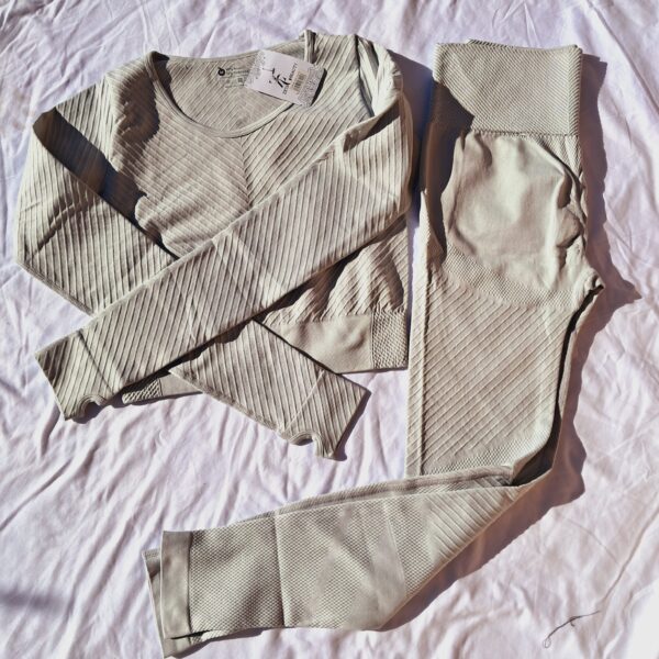 CONJUNTO MANGAS LARGAS GRIS CLARO TALLE L